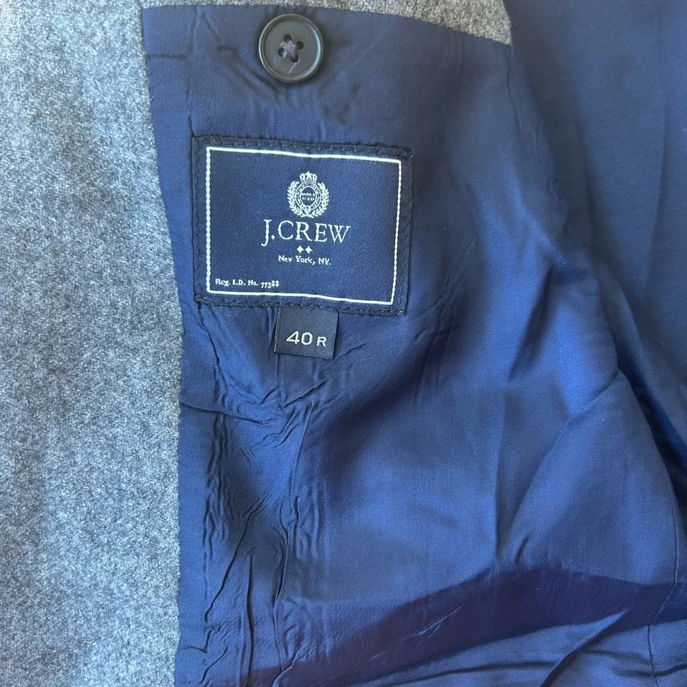 J. Crew Mens 40R Ludlow Blazer Gray Wool‎ Nylon Blend Suede Elbow Patch RN77388